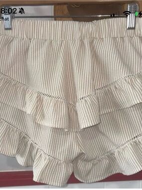 Altar'd State Cream & Tan Striped Ruffle Bloomers